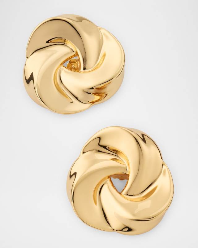 Twisted Button Clip Earrings